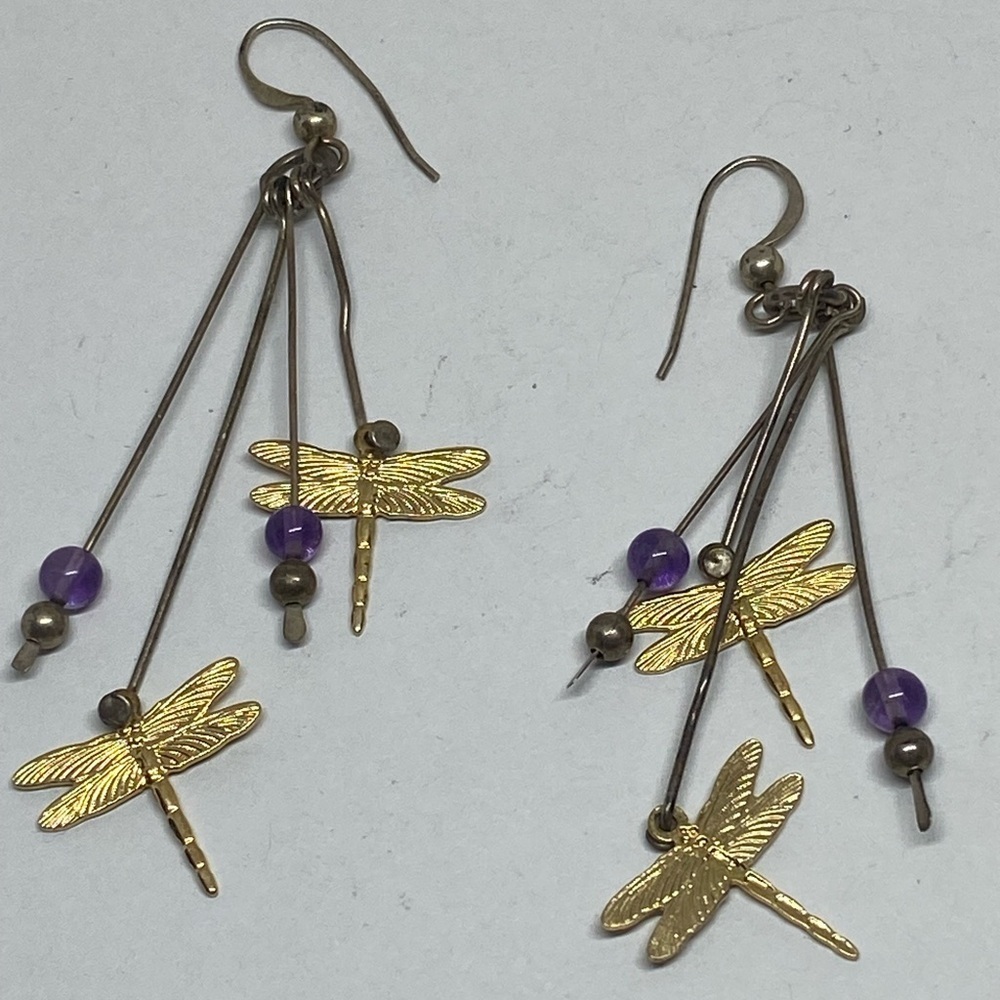 Dragonfly Dangle Pierced Earrings​ - Picture 6 of 6